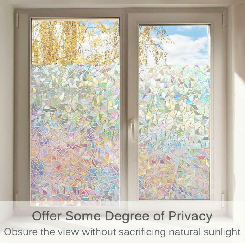 Window Privacy Film Stained Glass Rainbow Film Self-adhesive Film UV-resistant Glass Sticker Removable Glass Film Home Decor