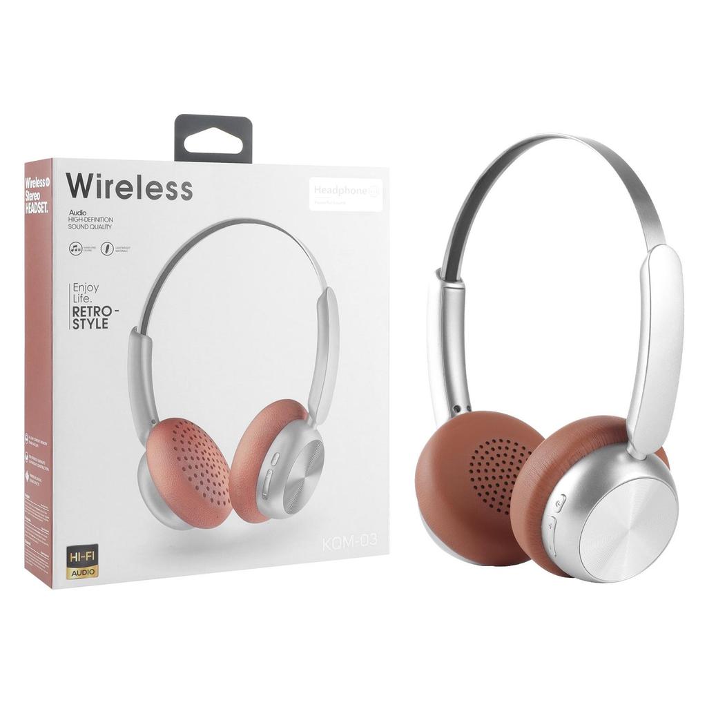 Retro Over-Ear Wireless Bluetooth Headphones with Long Battery Life