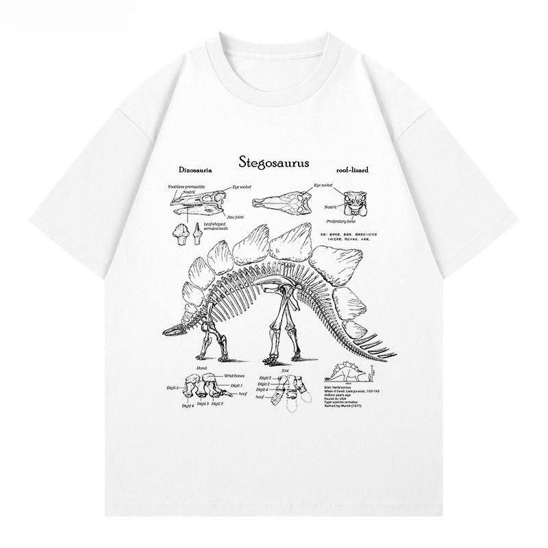 

2026 Summer Sword Dragon Analysis Dinosaur Archaeology Printed Mens and Womens Short Sleeve Loose Cotton Round Neck Tshirt 4XL