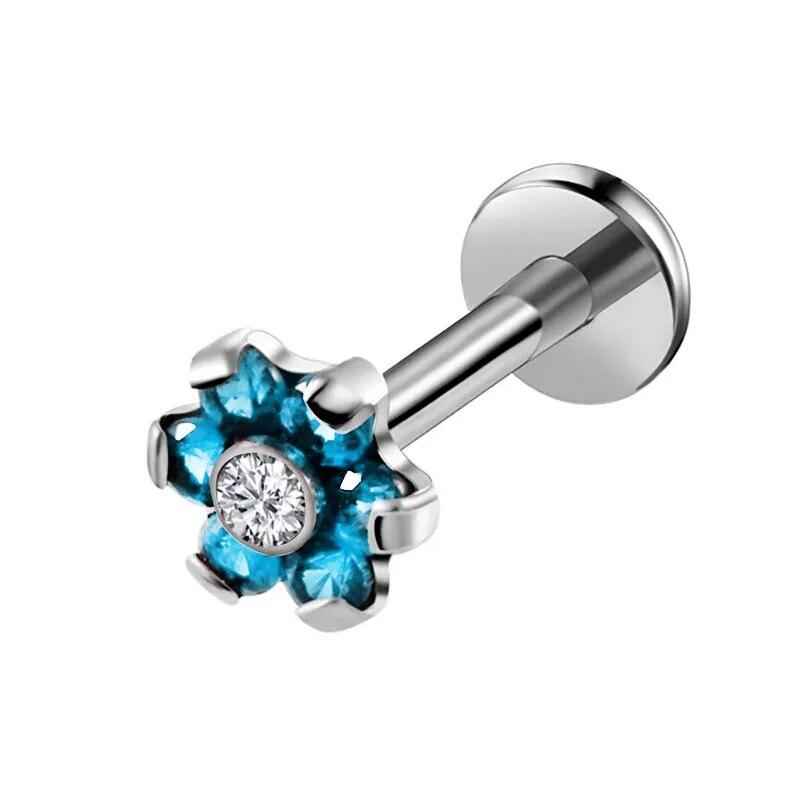 1pcs Labret Ring Lip Piercing Crystal Fashion Body Jewelry 316L Stainless Steel 16G Zircon Tragus Earring