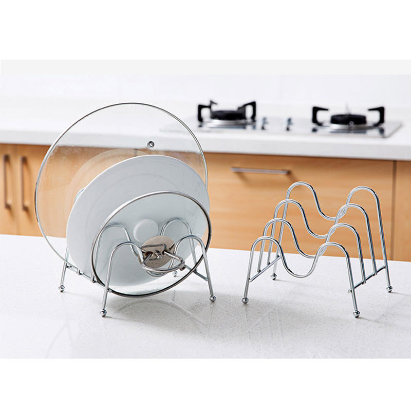 Pan Cover Iron Storage Rack Stand Plate Holder Metal Support Frame Base Pot Lid Cutting Board Knife Organizer Kitchen