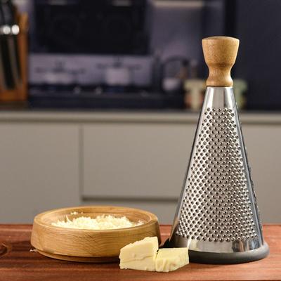 Stainless Steel Multifunctional Conical Grater With Wooden Handle Versatile Kitchen Companion For Meal Preparations