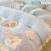 Princess Wind Thickened Milk Coral Fleece Bed Four-Piece Set Fleece Bedding Plush Quilt Cover Bed Sheet Person