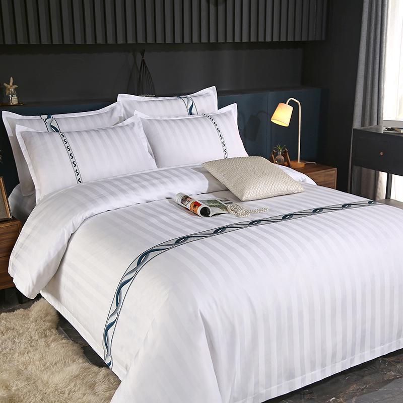 Pure White Eight-Piece Bedding Set: Duvet Cover, Quilt, Comforter & Bed Sheet