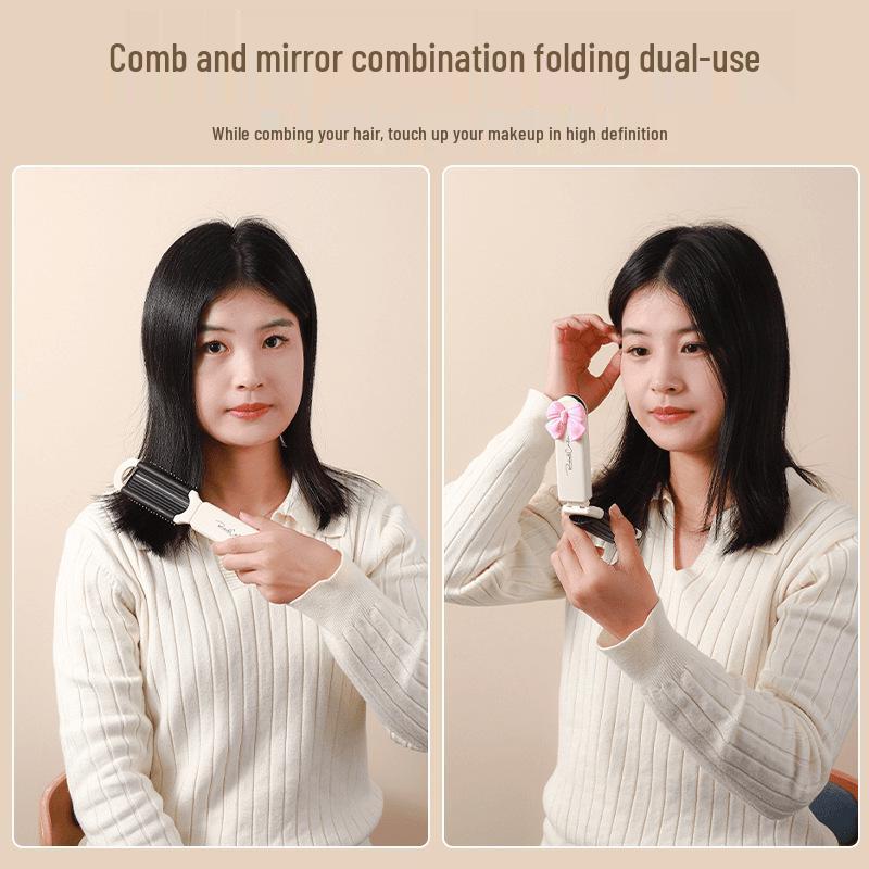 Portable Folding Comb & Makeup Mirror for Girls