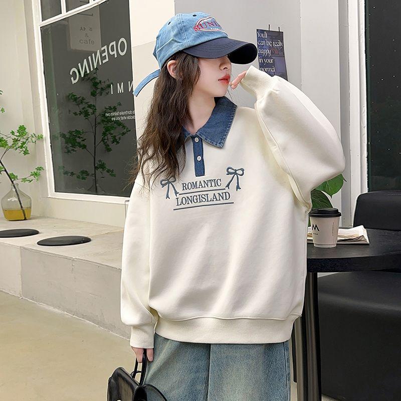 Girls' Casual Suits, Western Style, Big Children's Sweaters, Children's Jeans, Spring and Autumn Two-piece All-match