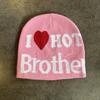 Fashion Heart Letter Pattern Neutral Warm Knitted Hat For Autumn Winter And