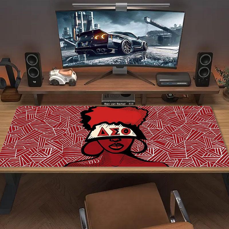 Delta Sigma Theta Crest Large Size Mouse Pad Large Gaming Table Cushion Nonslip Laptop Tablet Big Mousepad Xxl Mat Mini Pc Playmat With Lock Edge