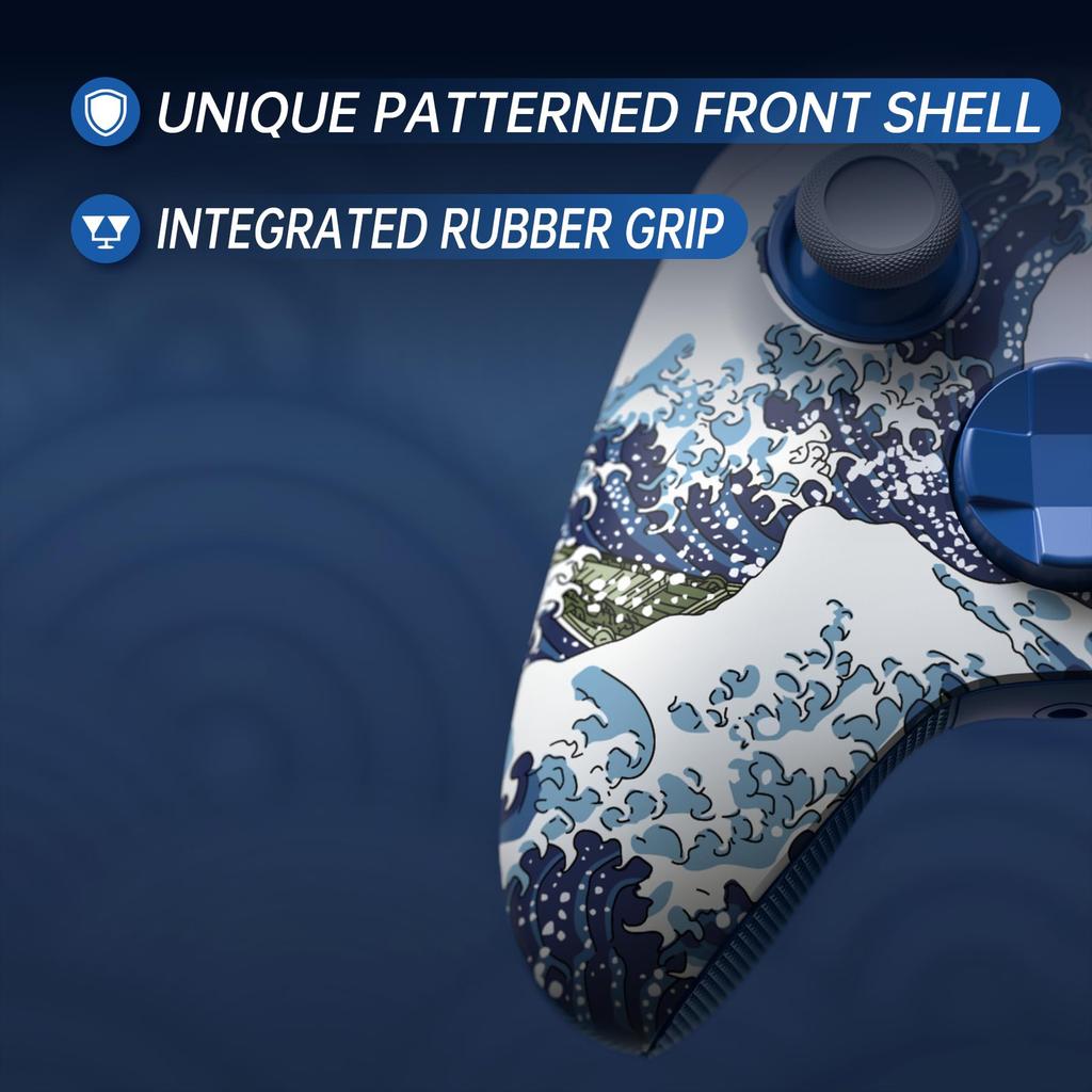 The eXtremeRate ASR Circle Ring Full Shell Button Kit is compatible with Xbox Core features a 3D diamond pattern soft rubber grip and bottom and is