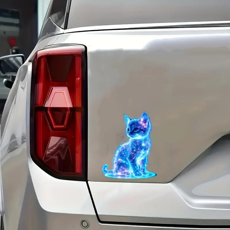 1 Piece Car Window Decoration Charming Blue Cat Motorcycle Stickers Waterproof For Scooter Fuel Tank Front Fairing Vinyl Decals