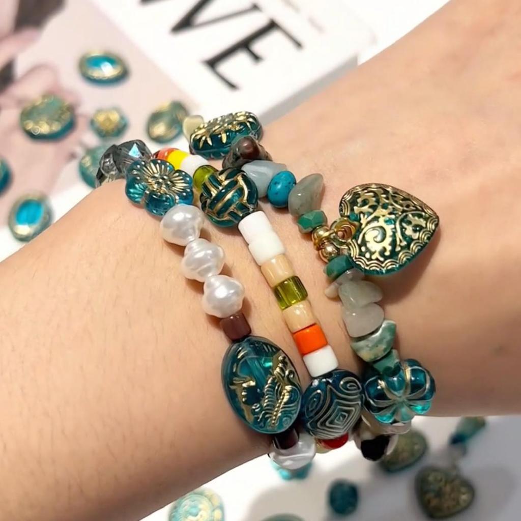 Baroque Retro Tracing Gold Beads Acrylic Multiple Styles Beads For Jewelry Making DIY Charm Decoration