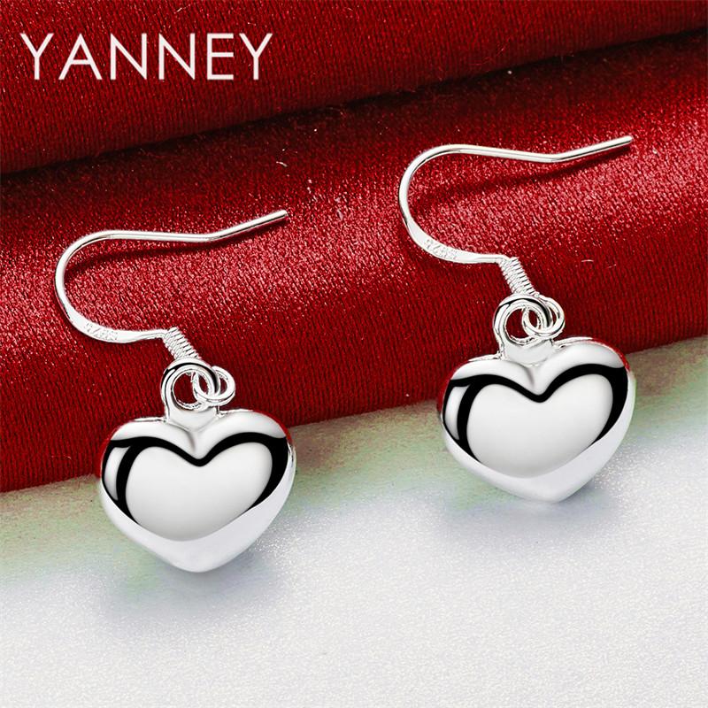 Exquisite 925 Sterling Silver Heart-Shaped Pendant Earrings, Fashionable Wedding Gift Accessories for Women