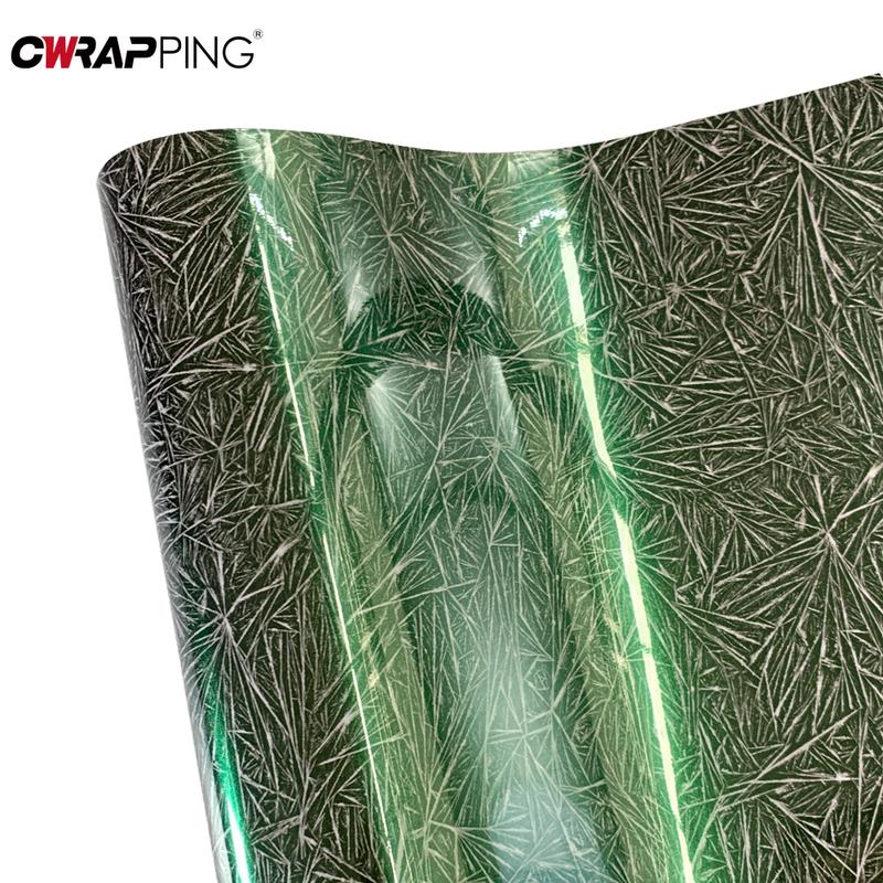 Car Body Film DIY Car Stickers Ice Crack Green Vinyl Wrap Color Change Film PVC Waterproof Auto Body Decoration Auto Accessories