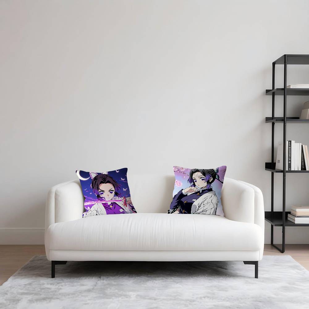 K-Kochou Shinobu Office Cushion Pillowcase Car Cushion Cover45X45CM Lumbar Pillowcase Sofa Pillowcover