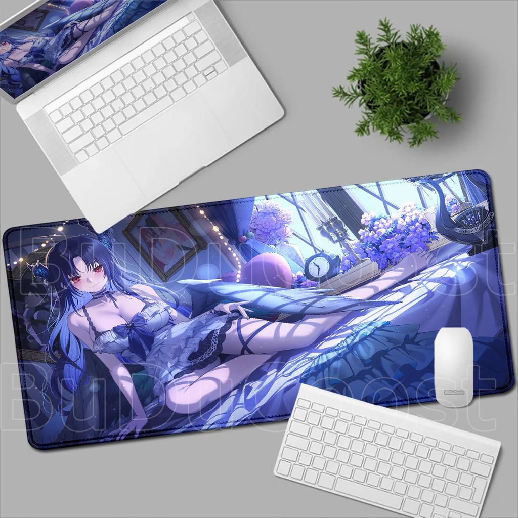 Mousepad Large Hololive Girl Nerissa Ravencroft Computer Game Rubber Locking Edge Keyboard Mat 900x400mm Washable Desktop Carpet