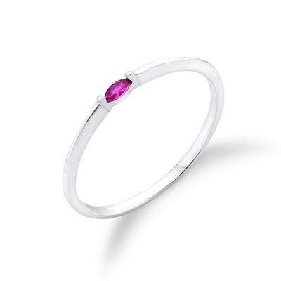 Silver925 Ruby Flat Simple Ring