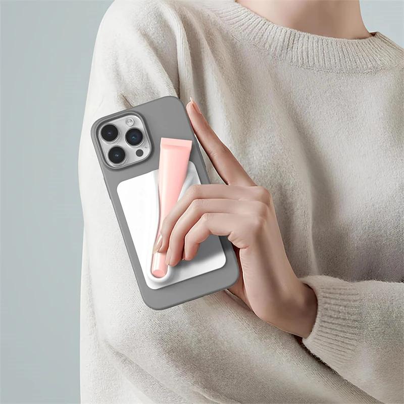 Lip Gloss Lipstick Lip Holder Soft Silicone Strong Adhesive Stand for IPhone 15 14 16 Pro Max Samsung S24 S25 Universal Bracket
