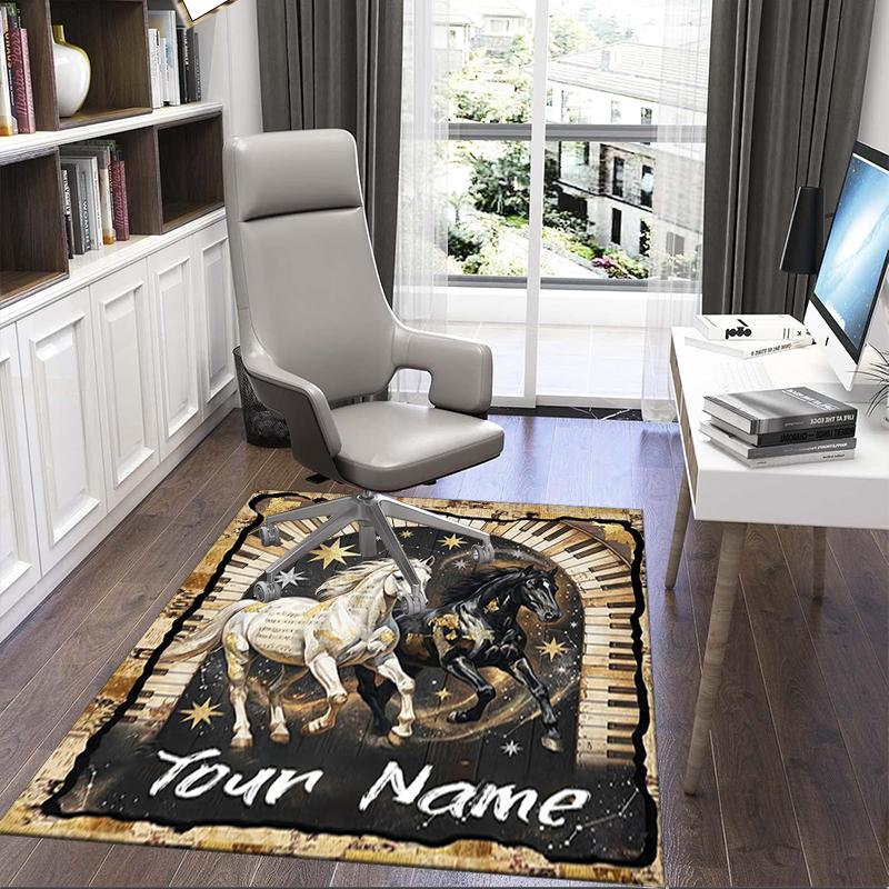 1PC Custom Name Equestrian Fantasy Tour Theme Floor Mat Ideal for Living Room, Game Rooms, Office, Bedroom,Floor Mat Playful Design