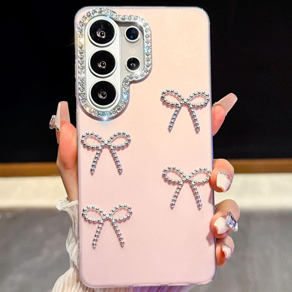 Applicable To Samsung S26ultra Korean IMD Mobile Phone Case Electroplated Bow S26FE Star Diamond A27 Anti-drop Protection