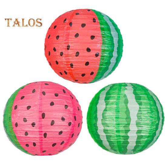 Papierowy Lampion Kształt Arbuza Impreza Hawajska Plażowa Dekoracyjny Lampion Wewnętrzny Zewnętrzny Świąteczna Atmosfera Dekoracja