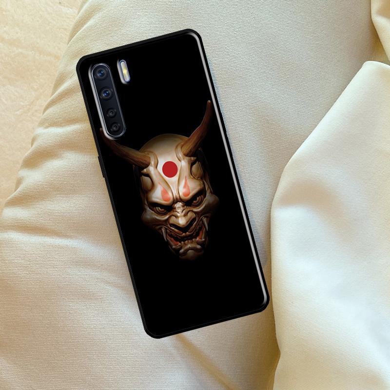 Japanese Oni Hannya Demon Mask Case For Oppo A60 A80 A40 A15 A16 A17 A57 A94 A74 A54 A76 A96 A18 A38 A58 A78 A98 A6 A5 Pro