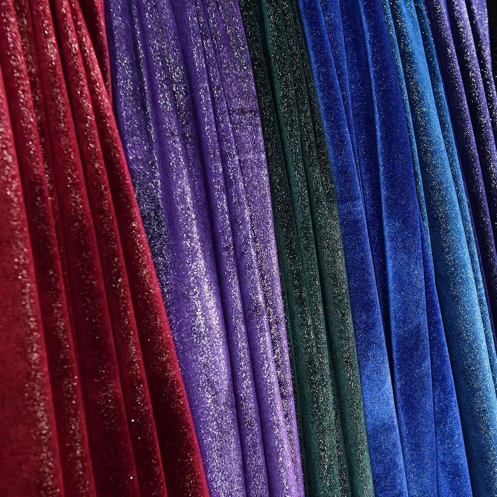 Glitter Velvet Fabric Soft Stretchy Cloth, Shimmer and Shine with Metallic Sparkle, Perfect for Dressmaking Costumes Upholstery