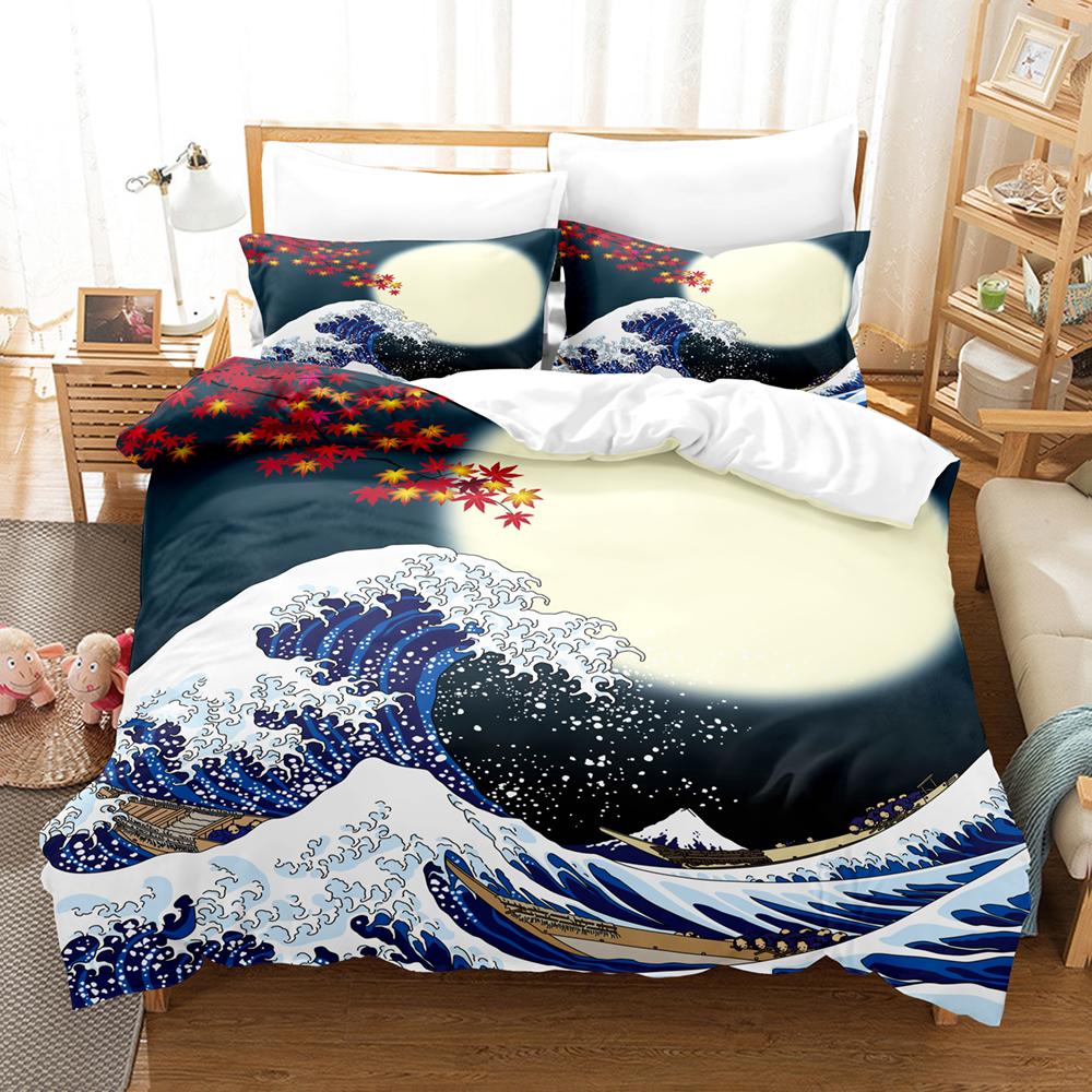 3D Summer Sailing With Waves   Bedding Sets Duvet Cover Set With Pillowcase Twin Full Queen King Bedclothes Bed Linen