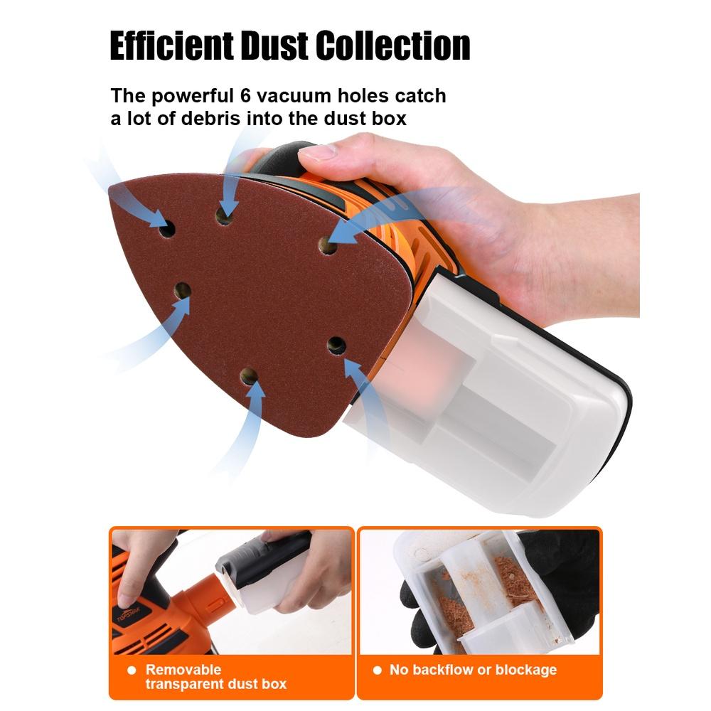 TS-SD2 Mouse Detail Sander With 12Pcs Sandpapers Drywall Sander Efficient Dust Collection System Power Tools 230W