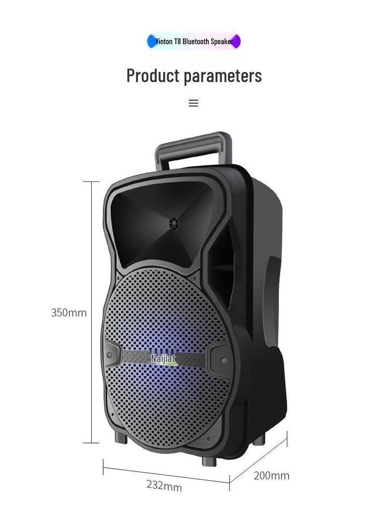 12" Portable Bluetooth Speaker with High-Power Battery for Outdoor Events & Dance Promotions