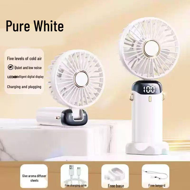 N15 Portable Rechargeable Mini Fan: Handheld, Foldable, Neck-Hanging, USB, Desktop Display.