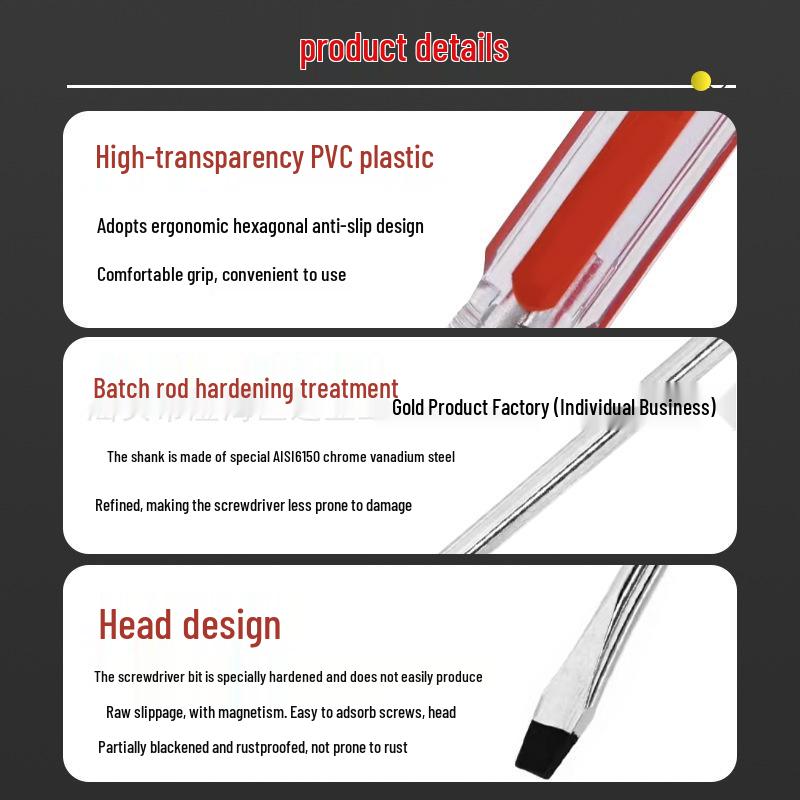 Chave de Fenda Magnética Pequena Phillips e de Fenda 3.0 com Padrão de Cristal Transparente Ferramenta de Reparo