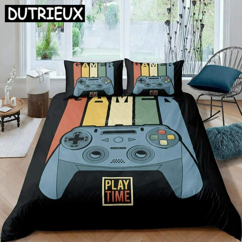 Creative Gamer Gamepad Pattern Bedding Set Bed Linen Cartoon Duvet Cover Set With Pillowcase Twin Full Queen King Bedclothes