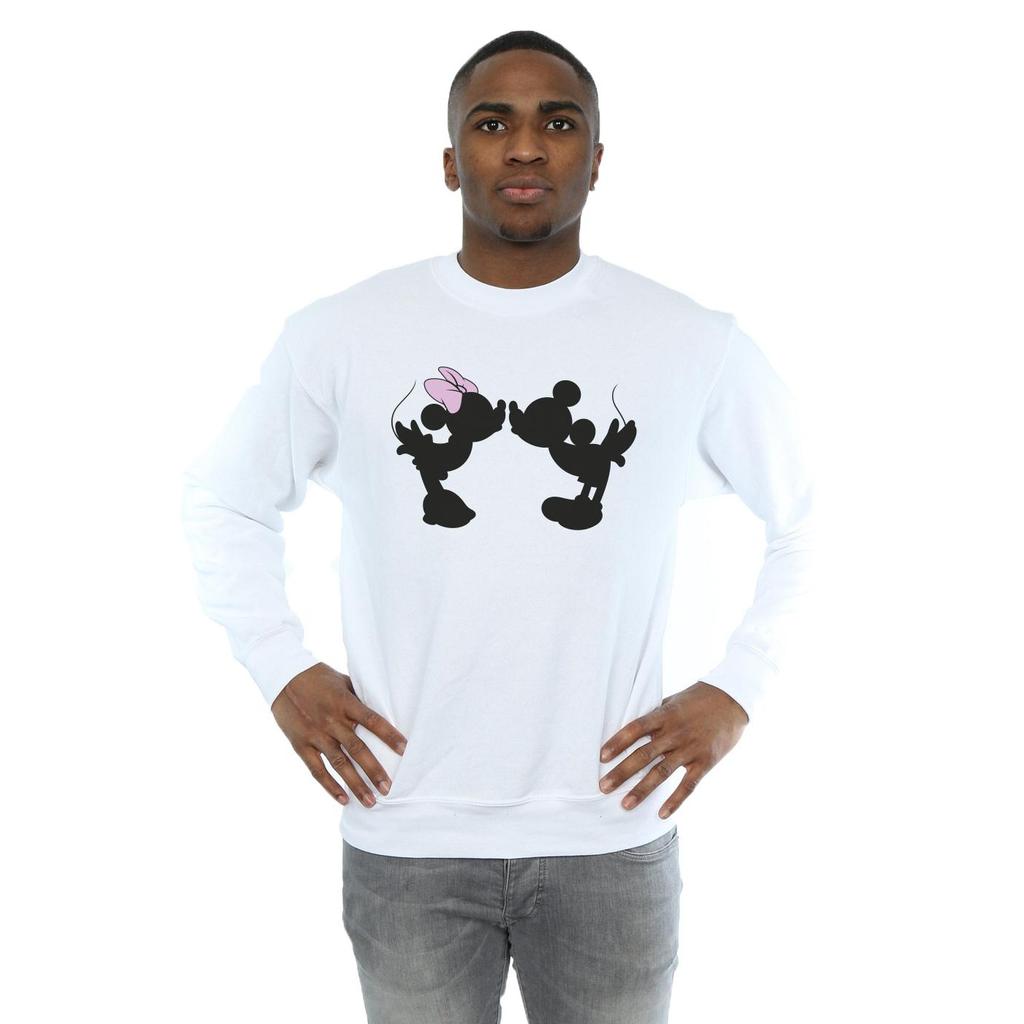Disney Mens Mickey Minnie Kiss Silhouette Sweatshirt