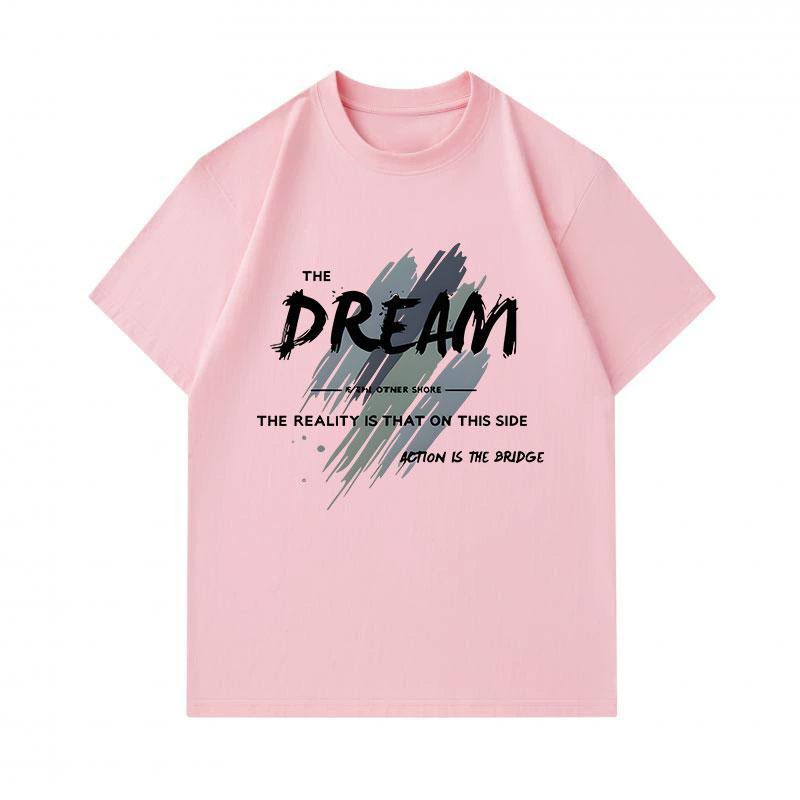 Men's 100% Cotton Crew Neck Short Sleeve T-Shirt, Inspirational Dream Action Bridge Printed Casual Comfortable Lightweight Tee for Daily Wear Street A