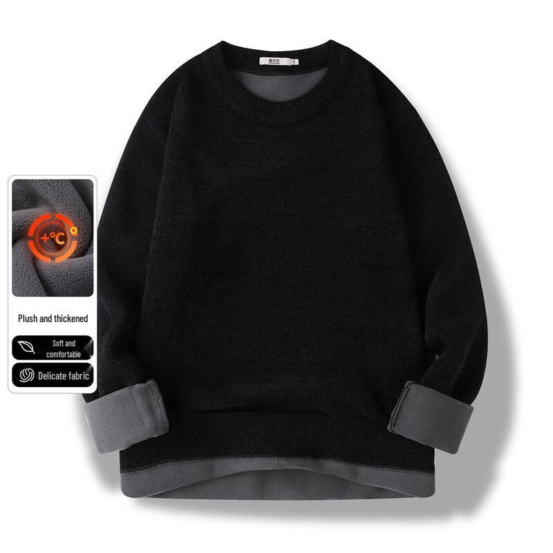 SNOWFLYING Men s Fleece-Lined Round Neck Pullover Sweater XL