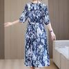 Casual Summer Women's Dresses  Plus Size Half Sleeve Vintage Print Long Dress Female
