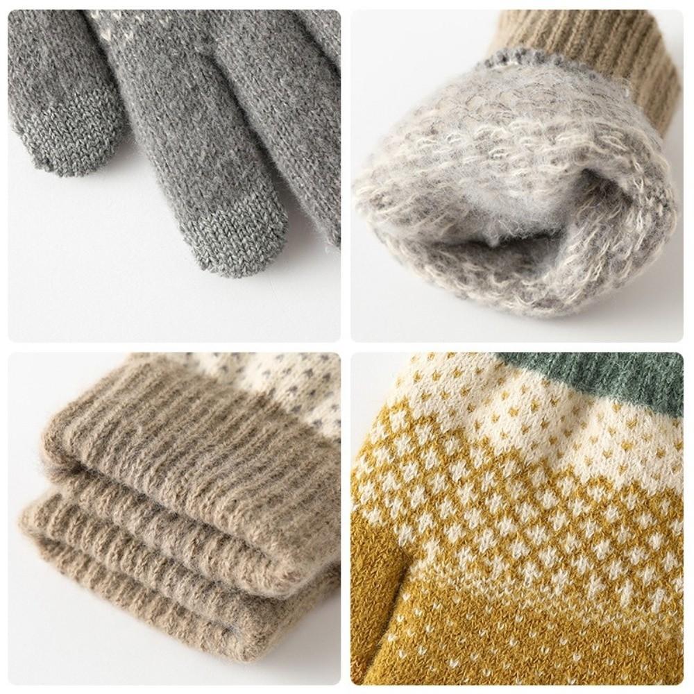 Thickened Touch Screen Gloves Windproof Wool Gloves Fashion Winter Knitted Gloves for Men Women