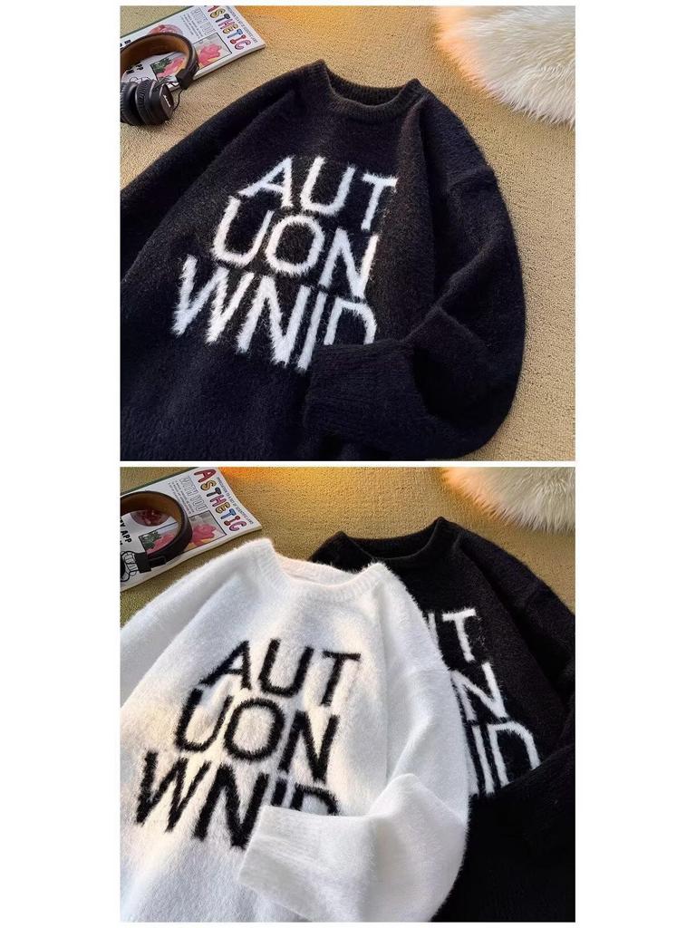 Amerikanischer Stil Lockerer Nerzpullover - Rundhalsausschnitt, Retro, Vielseitiges Herbst/Winter Oberteil für Paare