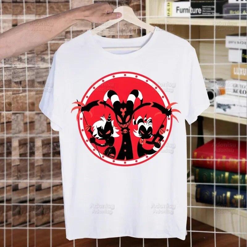 Helluva Boss Printed T Shirt Unisex Retro Washed Tops Tees Harajuku Tshirt Streetwear Hip Hop Unisex T-shirts