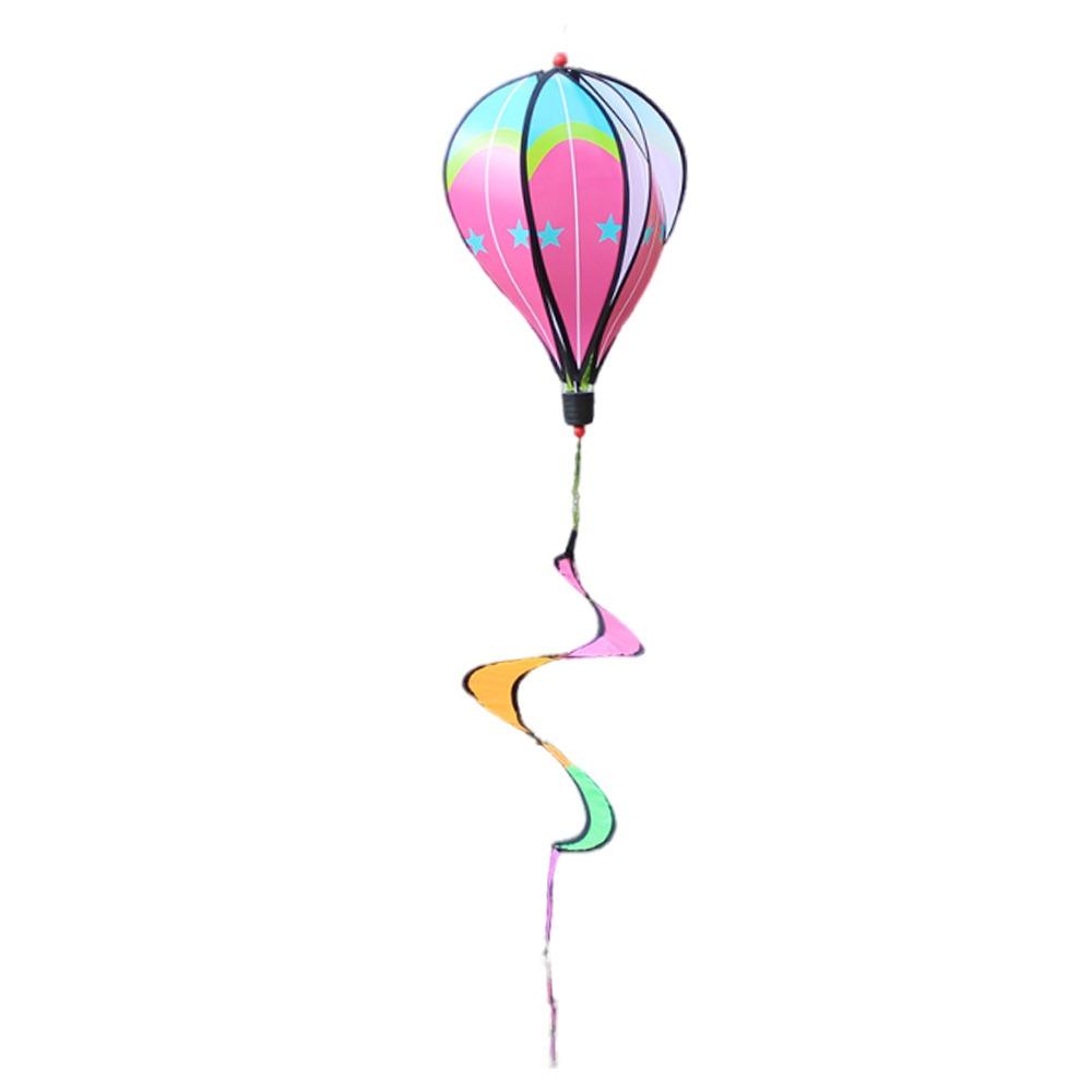 Rotating Design Hot Air Balloon Colorful Design Transparent Material Wind Spinner Glitter Effect Bright Film Wind Twister