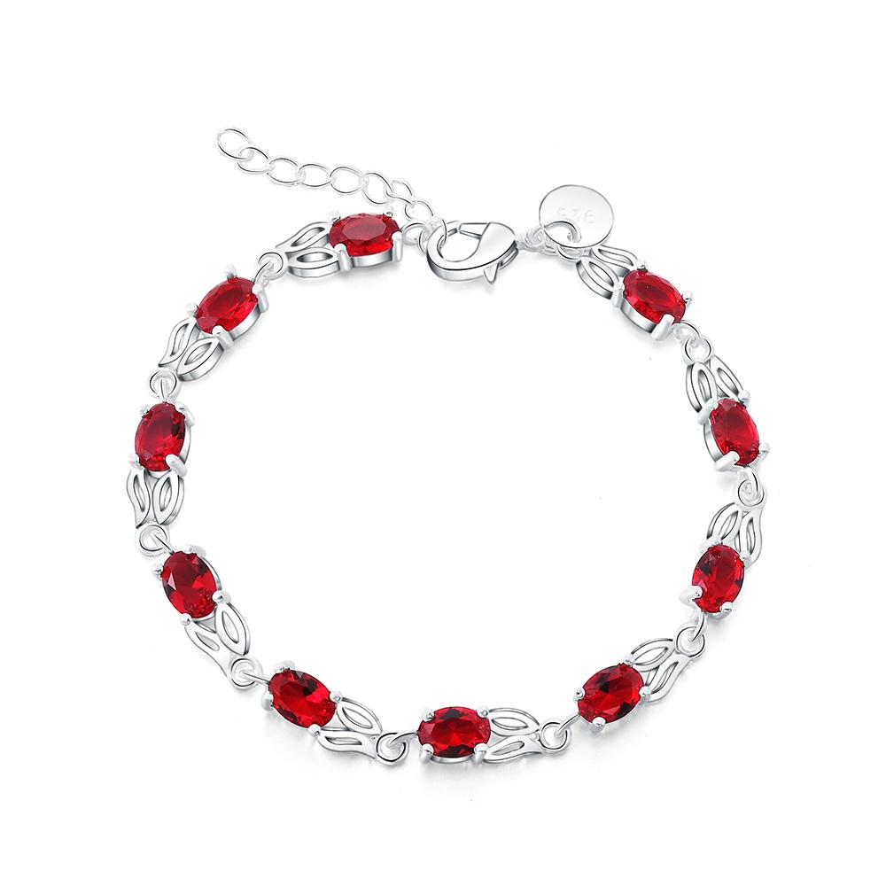 Fashion silver color red stone bracelet men and women fashion jewelry birthday jewelry