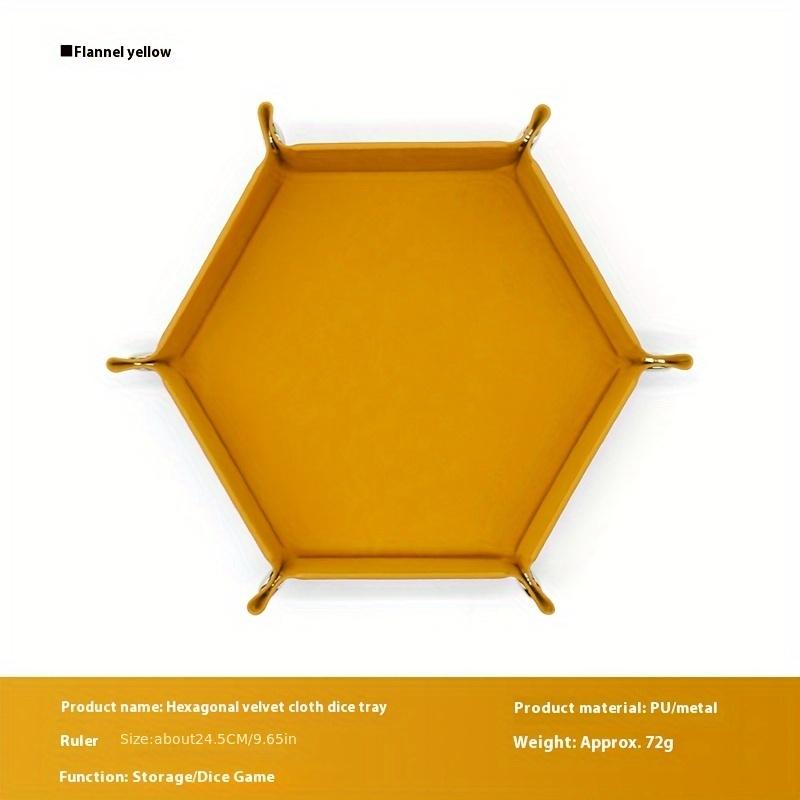 

1 шт. Шестиугольный складной органайзер для хранения из искусственной кожи и бархата - Штабелируемый органайзер для игр в кости с открывающейся крышкой, Разноцветные варианты для настольных ролевых игр жёлтый