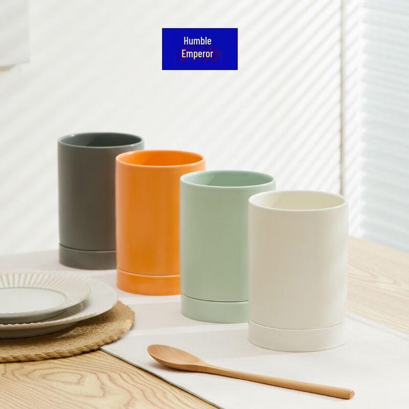 Qianxing Ceramic Double-Barrel Utensil Holder