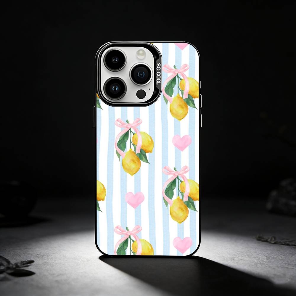 Mediterranean Lemon Fruit art Phone Case For iPhone 17,16,15,14,13,12,11 Plus,Pro Max,XS,Colored silver phone case