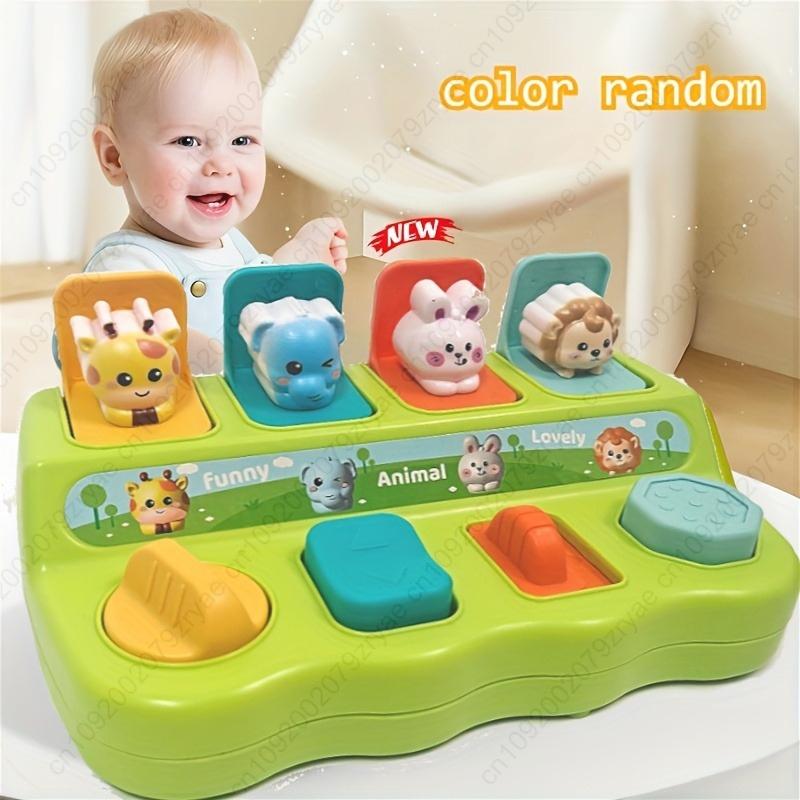 

1pc Hide and Seek Cartoon Pop-Up Box - Interactive Learning Toy with Animal Cards, Educational Birthday or Christmas Gift зелений