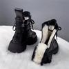 Winter Women's Boots Plush Warm Cotton Shoes Outdoor Waterproof Leather Snow Boots Lace Up Platform Booties Botas Invierno Mujer