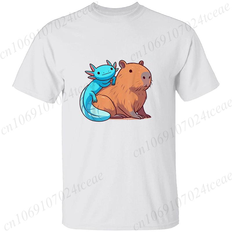 Axolotl-Gaming Anime Men's Women T-shirts Funny Graphic TShirt Tops  O Neck Short-sleeved Tops Summer Korean T Shirt Unisex Tees