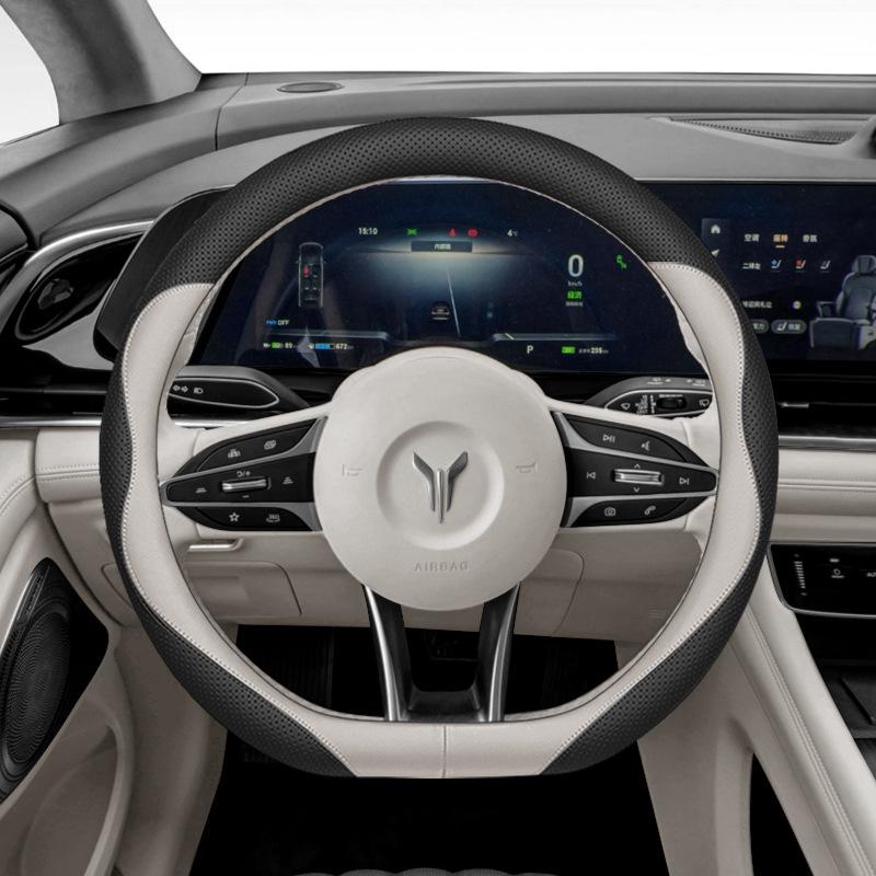 Voyah Dreamer Genuine Napa Leather Steering Wheel Cover, Anti-Slip, No-Sew, All-Season Car Accessory