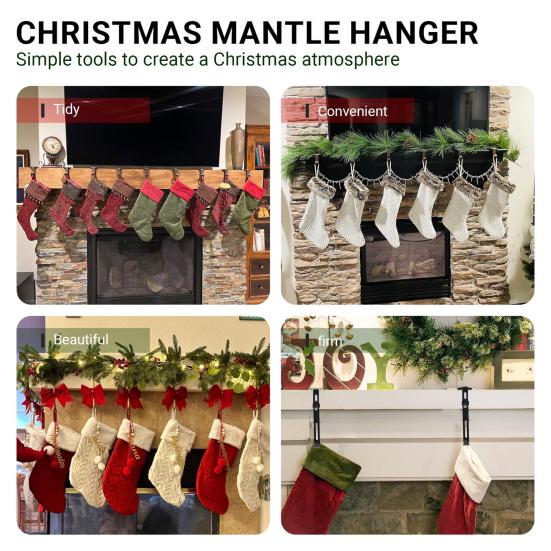 4/8Pcs 2-in-1 Fireplace Stocking Hanger Garland Holder Rust-Proof Easy Installation Double Hook Design Wreath Hanging Rack