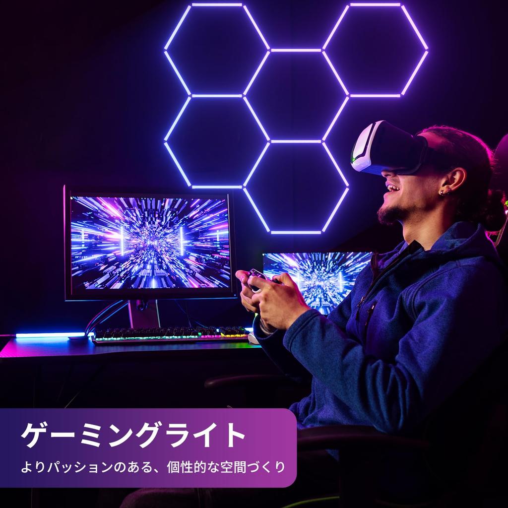 Gaming Light - Smart Wall Lighting, RGB Hexagonal Light, LED Bar Light, Bracket Light, Smart Light, Gaming Lighting, Dimmable, Color Adjustable, DIY